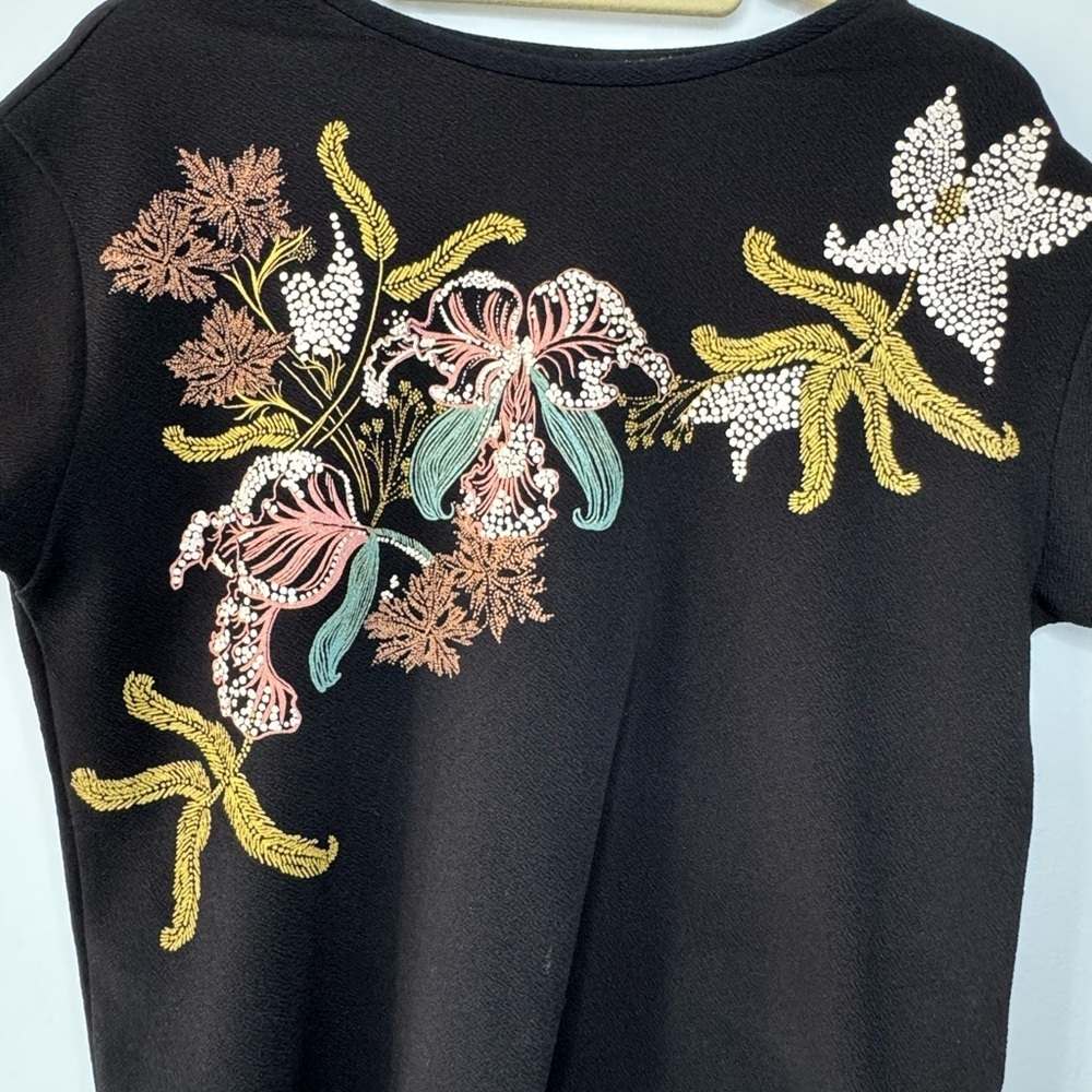 Zara Black Embellished Short Sleeve Tee - Picture 7 of 13